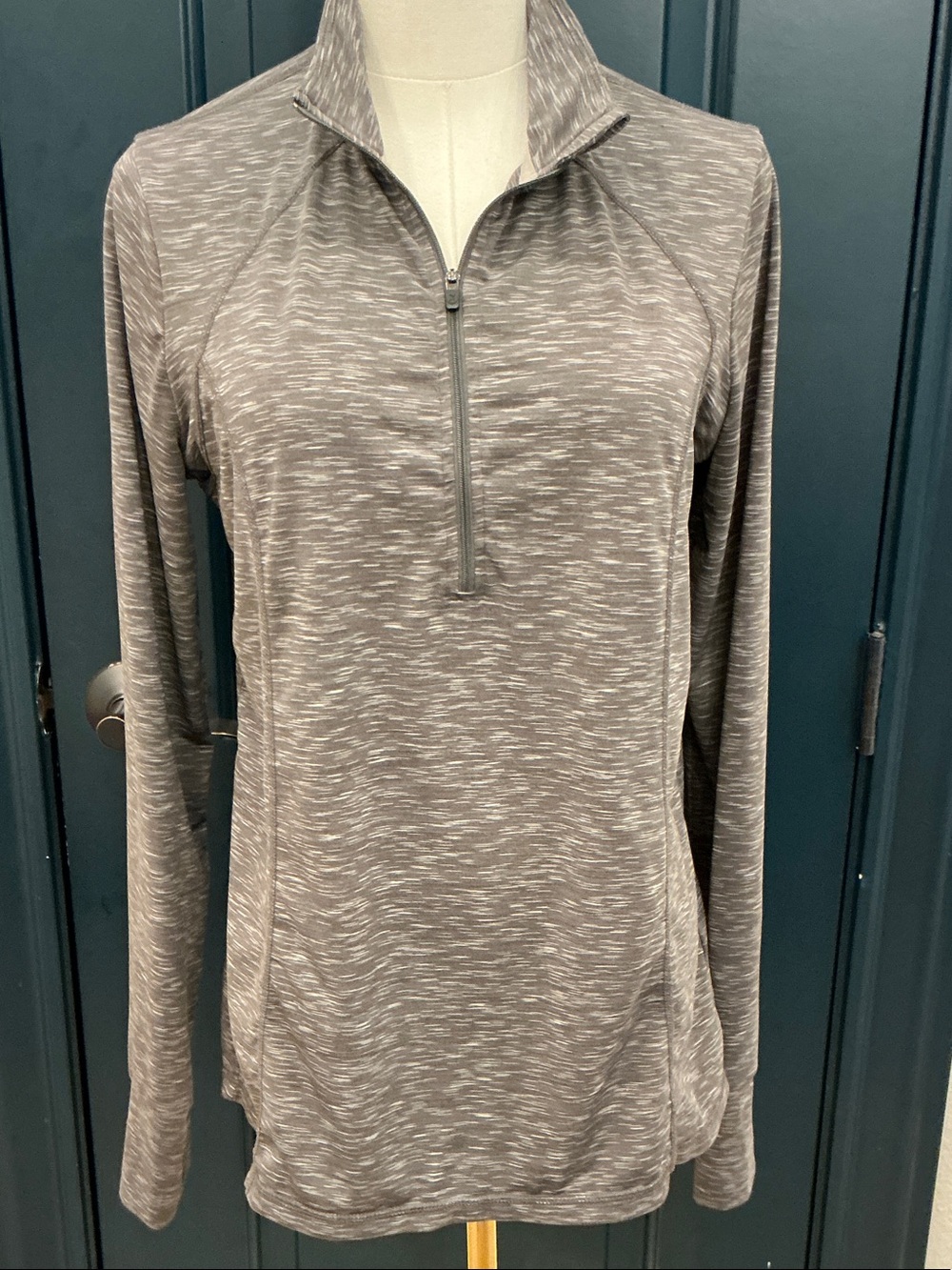 Xersion Heathered Taupe Quarter-Zip Performance Pullover